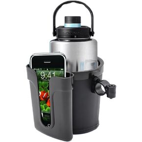 3-in-1 Bike Cup Holder with Cell Phone Keys Holder, Bike Water Bottle Holders, Universal Bar Drink Beer Cup Can Holder for Bicycles, Motorcycles, Scooters,Black.