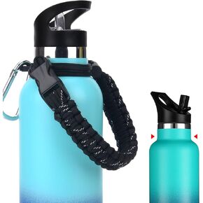 Wongeto Handle Compatible with Hydro Flask Standard Mouth Water Bottle - Paracord Handle with Safety Ring Holder for 12 oz, 18oz, 21 oz, 24 oz Water Bottle assecories