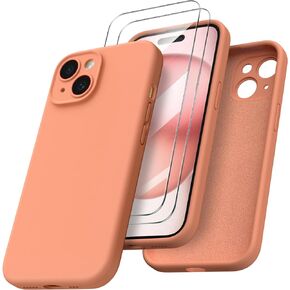 ORNARTO Compatible with iPhone 15 Case Shockproof with Screen Protectors, Waterproof Liquid Silicone Rubber Full Cover Protective Case for iPhone 15 6.1 inch-Baby Blue