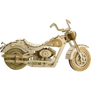 3D Wooden Puzzles Laser Engraving DIY Safe Assembly Constructor Kit Toy for Teens and Adults (Motorcycle)