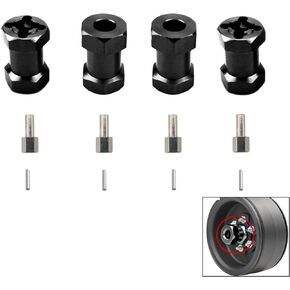 4Pcs Black RC 12mm hex Extension,12mm Aluminum Wheel Hex Hub 15mm Offset Extension for Axial scx10 D90 90046 Tamiya MST 1/10 RC Car Crawler (15mm)