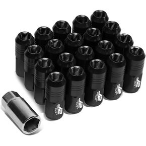 J2 Engineering 7075 Aluminum Blue M12 x 1.5 20Pcs L: 50mm Close End Lug Nut w/Socket Adapter