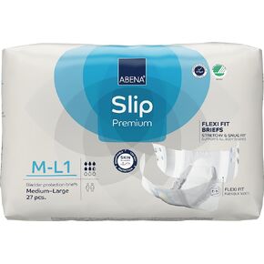 Abena Slip Flexi-Fit Premium Incontinence Briefs, Level 1, (Medium to Extra Large), Medium/Large, 27 Count