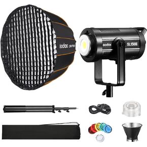 Godox Sl300iii Vedio Continuous Light + QR P90 Softbox Professional Photography Kits with Heavy Duty Light Stand 5 Color Reflector Cloth (330W Continuous Light Kits)