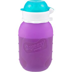 Aqua 3.5 oz Squeasy Snacker Spill Proof Silicone Reusable Food Pouch - for Both Soft Foods and Liquids - Water, Apple Sauce, Yogurt, Smoothies, Baby Food - Dishwasher Safe in Saudi Arabia
