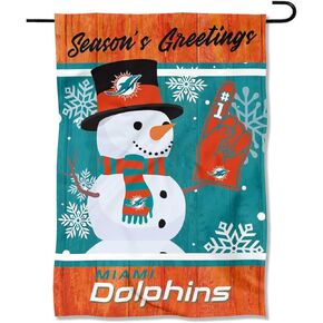 Miami Dolphins Holiday Winter Snow Garden Flag Double Sided Banner