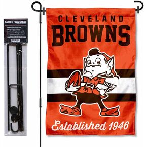 Cleveland Browns Throwback Retro Vintage Garden Flag and Flagpole Mount