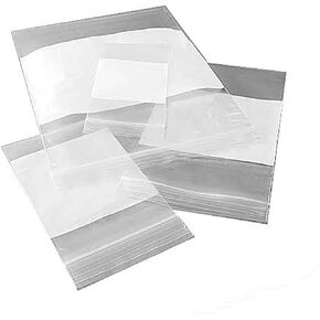 Reclosable Zip Poly Bags White Block - 2x2W & (100 Bags) 2Mil Clear Plastic with Resealable Lock Seal Zipper Bag | Durable Poly Baggies | Resealable Top Lock For Travel, Storage, Packaging & Shipping