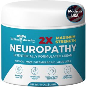2X Strength Neuropathy Nerve Therapy Max-Potency Relief Cream for Feet, Hands, Legs, and Toes - Enriched with Arnica, Vitamin B6, Aloe Vera, MSM - Expertly Crafted for Exceptional Relief 4oz