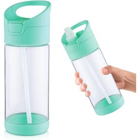 wedrink Kids Water Bottle with Straw BPA-Free Tritan Leak-Proof Sports Water Bottle for School (12 OZ, Grey)