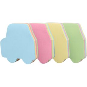 4PCS Car Shaped Sticky Notes, Colored Sticky Notes Car Pink Blue Green Yellow Cute Fun Cool Self-Adhesive Note for Kids School Classroom Office College (Car)
