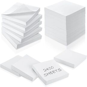 2400 Sheets White Sticky Notes 3 x 3 Inch Self Stick Notes Pads Easy Post Note Pads for Office School Home Studying Supplies, 24 Pads, 100 Sheets/pad, Individual Package