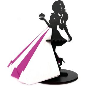 Black Wooden Napkin Holder Shaped as a Cute Lady with Dress - Carved Napkin Holders for Tables - Napkin Holders for Kitchen - Cocktail Napkin Holder - Fits napkin sizes from 4.5" to 5"