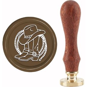 CRASPIRE Cowboy Wax Seal Stamp Hat Sealing Wax Stamps Boots Rope 30mm Retro Vintage Removable Brass Stamp Head with Wood Handle for Wedding Invitations Halloween Christmas Thanksgiving Gift Packing in Saudi Arabia