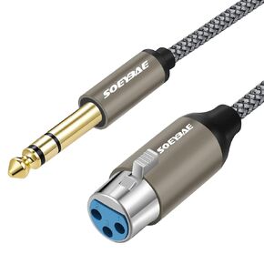 2M/6FT 6.35mm (1/4 Inch) TRS to XLR Cable Male to Female,Nylon Braided Unbalanced Interconnect Wire Mic Cord for Dynamic Microphone