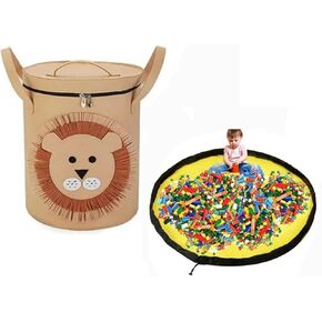 صناديق تنظيم ألعاب الأطفال، صندوق تخزين منظم لبساط لعب الأطفال، تخزين الألعاب للأولاد والبنات، تنظيم غرفة اللعب الكبيرة في الصدر وسلة تخزين وسلة قابلة للطي مع غطاء (أسد) in Kuwait