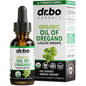 Oregano Oil Organic Liquid Drops - 6 Month Supply Oil of Oregano Drops Tincture Extract, Cleanse, Detox, Immune Support, Digestive Gut Health - Pure Vegan Non-GMO Herbal Organic Oregano Oil Drops 1 oz
