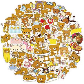 Rilakkuma Stickers for Water Bottles 50 Pcs Cute,Waterproof,Aesthetic,Trendy Stickers for Teens,Girls Perfect for Waterbottle,Phone,Travel Extra Vinyl