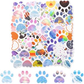 120pcs Paw Print Stickers, Colorful Paw Decals Water Bottle Dog Paw Print Stickers Waterproof Animal Cute Cartoon Paw Stickers for Skateboard Luggage Laptop Phone Kids Adults (Style 1)