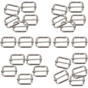 Hysagtek 50 Pcs 1 Inch Metal Adjustable Slide Adjusters Slide Buckle Strap Triglides Slides Metal Tri Glide for Making Handbag, Backpack, Luggage Bag