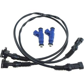 2 Pcs Fuel Injector with Pigtail Harness Fit for Polaris Ranger RZR Sportsman 700 800, 25 Inches Metal and Composite Plastic Injectors Replace 100-4332 1202863 1253558
