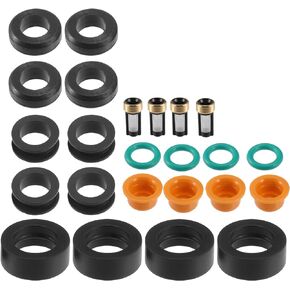 Fuel Injector Seal O Ring - Car O-Ring Rebuild Repair Kit - for Honda DSM NBR Rubber Black - 4 Sets