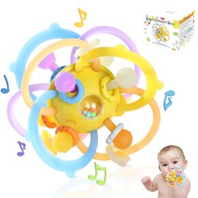 Orzbow Rattle & Sensory Teething Toys for Baby, Montessori Teethers Toys for Babies 3-12 Months, Infant Teething Relief Chew Toys, Stimulating Little Minds & Hands with Educational Toys for Toddlers
