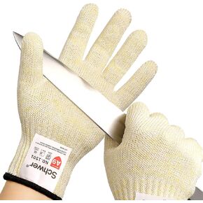 Schwer SlicePro ANSI A9 Cut Resistant Gloves PR1501, Food Grade Reliable Cutting Gloves, Mandoline Gloves for Kitchen Meat Cutting, Oyster Shucking, Fish Fillet Processing, Wood Working (1 Pair, M)
