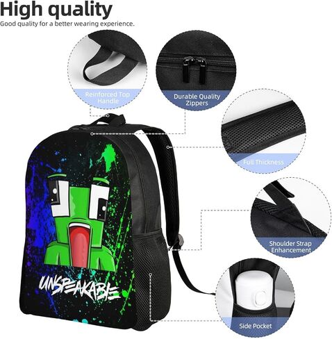 Game Backpack Anime 3D Bookpack Laptop Daypack Casual Travel Black 17 In in Saudi Arabia
