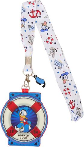 حبل قصير من Loungefly Disney دونالد داك للذكرى السنوية التسعين مع حامل بطاقات in Kuwait