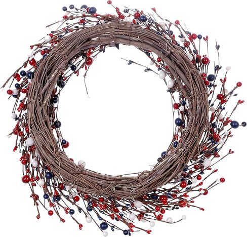 20 بوصة 4 يوليو إكليل أحمر أبيض وأزرق باب وطني إكليل يوم الذكرى يوم الاستقلال العلم الأمريكي إكليل أكاليل وطنية لزينة الباب الأمامي in Kuwait