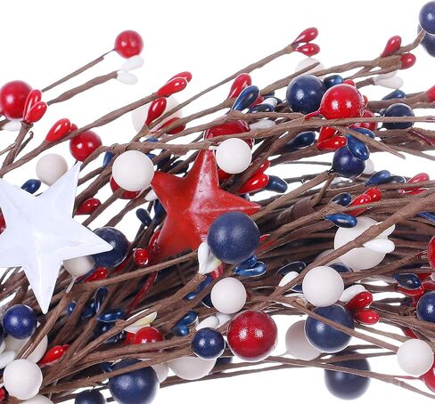 4th of July Patriotic Wreath 20 Inch Red White Blue Memorial Independence Day Wreath Patriotic Wreaths for Front Door in Saudi Arabia