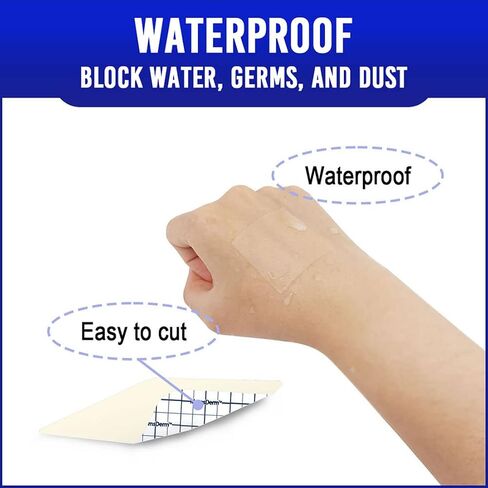 Hydrocolloid Transparent Cuttable Adhesive Bandage (4 x 4 inch) x 10 - Extra Large Korean Wound Cover Stretch Dressing Waterproof Bandages Fast Healing Wound Care First Aid Bandaid Patch in Saudi Arabia