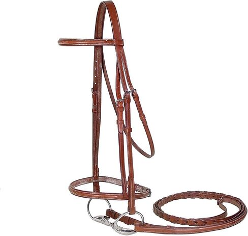 Everyday Raised Fancy Stitched Leather English Schooling Bridle with Laced Reins in Kuwait
