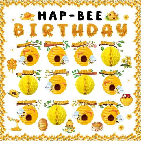 Colarr Birthday Bulletin Board Set for Classroom Under The Sea Spring Bug Bee Theme Happy Birthday Bulletin Board Decoration Months Ocean Honeycomb Cutouts Calendar School Wall Decor(Bugs) in Saudi Arabia