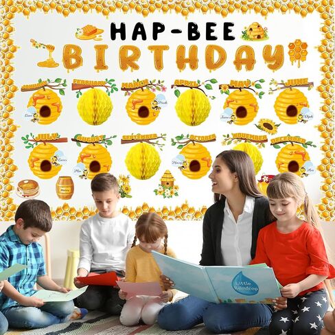 Colarr Birthday Bulletin Board Set for Classroom Under The Sea Spring Bug Bee Theme Happy Birthday Bulletin Board Decoration Months Ocean Honeycomb Cutouts Calendar School Wall Decor(Bugs) in Saudi Arabia