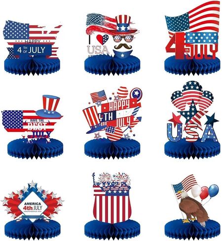 9 PCS 4th of July Decorations, Patriotic Decorations Centerpieces for 4th of July Party Decorations in Saudi Arabia