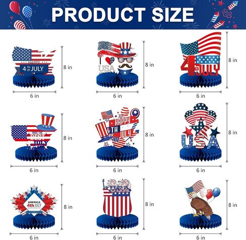 9 PCS 4th of July Decorations, Patriotic Decorations Centerpieces for 4th of July Party Decorations in Saudi Arabia
