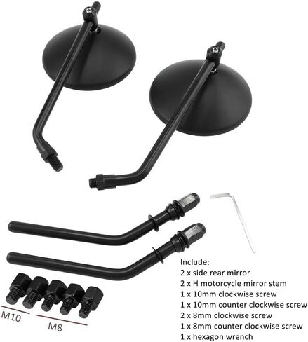 مرايا دراجة نارية مقاس 8 مم 10 مم، مرايا جانبية مستديرة للرؤية الخلفية مقاس 3.86 بوصة متوافقة مع Road King XL883C XL883N XL883L SPORTSTER، لدراجة الشوارع الرياضية كروزر تشوبر بوبر سكوتر in Kuwait