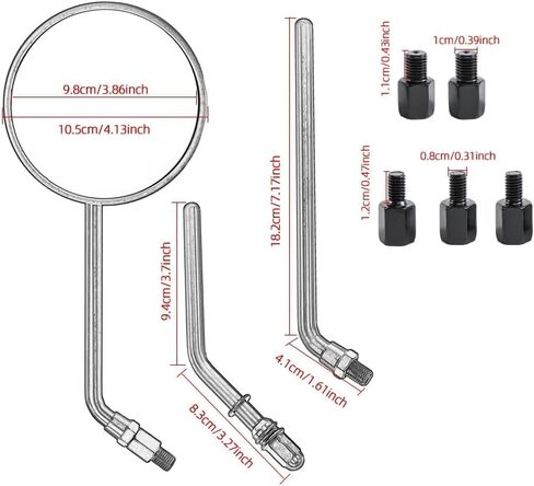 مرايا دراجة نارية مقاس 8 مم 10 مم، مرايا جانبية مستديرة للرؤية الخلفية مقاس 3.86 بوصة متوافقة مع Road King XL883C XL883N XL883L SPORTSTER، لدراجة الشوارع الرياضية كروزر تشوبر بوبر سكوتر in Kuwait