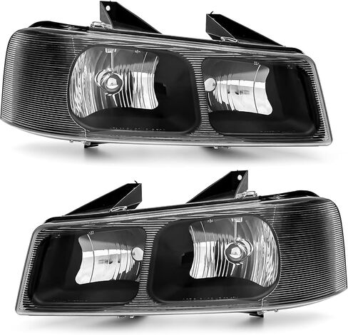 مجموعة المصابيح الأمامية متوافقة مع Chevy Express GMC Savana 1500 2500 3500 4500 2003-2024 عدسة شفافة غطاء أسود بديل للمصابيح الأمامية ذات الزاوية الواضحة in Kuwait