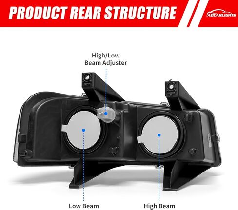 مجموعة المصابيح الأمامية متوافقة مع Chevy Express GMC Savana 1500 2500 3500 4500 2003-2024 عدسة شفافة غطاء أسود بديل للمصابيح الأمامية ذات الزاوية الواضحة in Kuwait