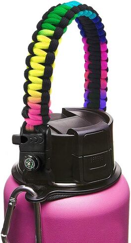 ALIENSX #1 Paracord Handle - Fits Wide Mouth Water Bottles 12oz - 64oz, Durable Carrier Survival Strap Cord with Safety Ring and Carabiner - Ideal Water Bottle Handle Strap in Kuwait