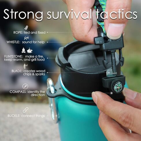 ALIENSX #1 Paracord Handle - Fits Wide Mouth Water Bottles 12oz - 64oz, Durable Carrier Survival Strap Cord with Safety Ring and Carabiner - Ideal Water Bottle Handle Strap in Kuwait