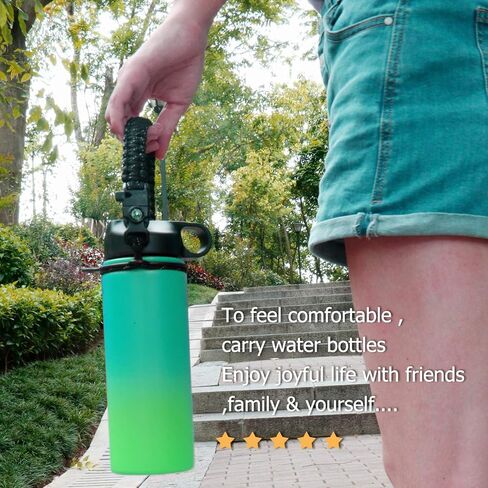 ALIENSX #1 Paracord Handle - Fits Wide Mouth Water Bottles 12oz - 64oz, Durable Carrier Survival Strap Cord with Safety Ring and Carabiner - Ideal Water Bottle Handle Strap in Kuwait