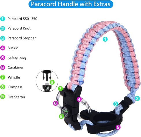 مقبض Wongeto متوافق مع زجاجة مياه بالفم القياسية من Hydro Flask - مقبض باراكورد مع حامل حلقة أمان لملحقات زجاجات المياه سعة 12 أونصة، 18 أونصة، 21 أونصة، 24 أونصة in Kuwait
