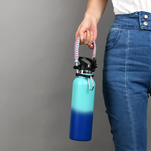 مقبض Wongeto متوافق مع زجاجة مياه بالفم القياسية من Hydro Flask - مقبض باراكورد مع حامل حلقة أمان لملحقات زجاجات المياه سعة 12 أونصة، 18 أونصة، 21 أونصة، 24 أونصة in Kuwait
