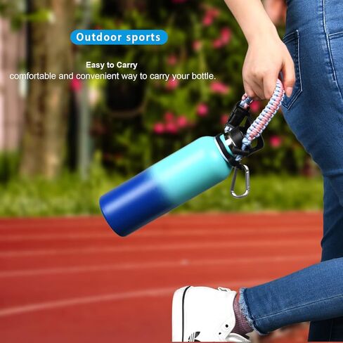 مقبض Wongeto متوافق مع زجاجة مياه بالفم القياسية من Hydro Flask - مقبض باراكورد مع حامل حلقة أمان لملحقات زجاجات المياه سعة 12 أونصة، 18 أونصة، 21 أونصة، 24 أونصة in Kuwait