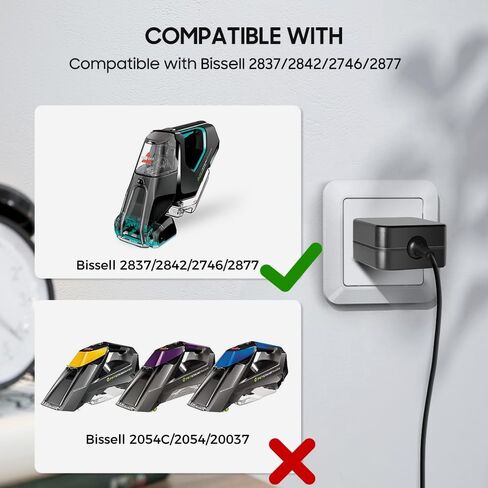 10V Vacuum Cleaner Adapter Compatible with Bissell 2837 2842 2846 2877 176159 1624554 ZD006C100063USE Pet Stain Eraser PowerBrush Plus Carpet Cordless Vacuum Cleaner Charger Power Supply Cord in Saudi Arabia