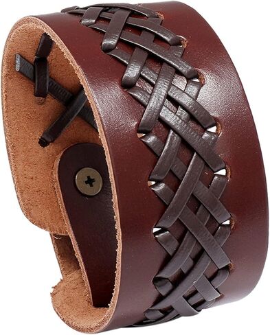 Xusamss الشرير الصخرة خمر مضفر الجلود معصمه سوار الكفة in Kuwait